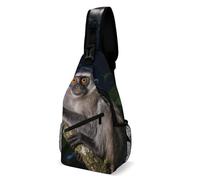 Sling Bag Lightweight Crossbody Chest Pack Peruvian Night Monkey Travel Shoulder Bag with Adjustable Strap