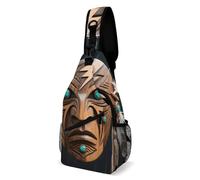 Sling Bag Lightweight Crossbody Chest Pack Rain God Mask Travel Shoulder Bag with Adjustable Strap