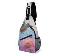 Sling Bag Lightweight Crossbody Chest Pack Rainbow Hummingbird Travel Shoulder Bag with Adjustable Strap