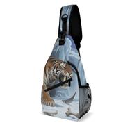 Sling Bag Lightweight Crossbody Chest Pack Saber-tooth Tiger at Cave Travel Shoulder Bag with Adjustable Strap