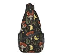 Sling Bag Magic Mushroom Moon Leaf Witch Hiking Daypack Crossbody Shoulder Backpack Travel Chest Pack for Men Women