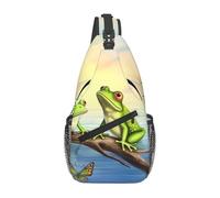 Sling Bag Many Frogs Sing On The Branches Cross Chest Bags Adjustable Strap Lightweight Shoulder Bag, For Hiking, Cycling, Travel, Daily, Outdoor