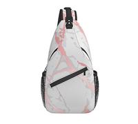 Sling Bag Marble White Rose Gold Hiking Daypack Crossbody Shoulder Backpack Travel Chest Pack for Men Women