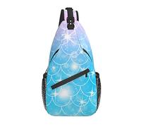 Sling Bag Mermaid Scales Fish Print Blue Gradient Hiking Daypack Crossbody Shoulder Backpack Travel Chest Pack for Men Women