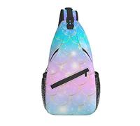 Sling Bag Mermaid Scales Fish Print Glitter Hiking Daypack Crossbody Shoulder Backpack Travel Chest Pack for Men Women