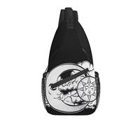 Sling Bag Moon Sun Night Sky Black and White Astrology Tarot Hiking Daypack Crossbody Shoulder Backpack Travel Chest Pack for Men Women