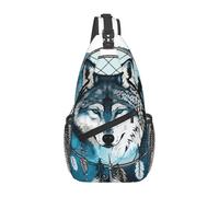 Sling Bag Native Wolf And Deam Catcher Waterproof Crossbody Bag Lightweight Daypack For Camping Outdoor Parade
