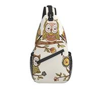 Sling Bag Owl Boho Retro Bird Hiking Daypack Crossbody Shoulder Backpack Travel Chest Pack for Men Women