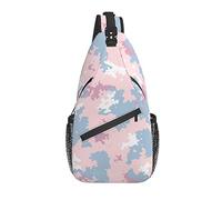 Sling Bag Pastel Pink Blue Camo Camouflage Hiking Daypack Crossbody Shoulder Backpack Travel Chest Pack for Men Women