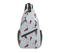 Sling Bag Pattern of Cardinal Bird Red Retro Hiking Daypack Crossbody Shoulder Backpack Travel Chest Pack for Men Women