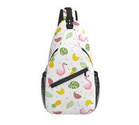 Sling Bag Pine Flamingo Palm Leaf Hiking Daypack Crossbody Shoulder Backpack Travel Chest Pack for Men Women