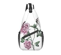 Sling Bag Pink Rose Floral Bloom Flower Hiking Daypack Crossbody Shoulder Backpack Travel Chest Pack for Men Women