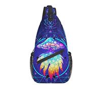Sling Bag Psychedelic Magic Mushrooms Sacred Geometry Witchy Hiking Daypack Crossbody Shoulder Backpack Travel Chest Pack for Men Women