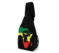 Sling Bag Rasta African American Afro Map Black Pride Crossbody Backpack Classic Funny Shoulder Bag, For Cycling, Running, Daily