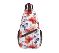 Sling Bag Red Poppy Flower Spring Hiking Daypack Crossbody Shoulder Backpack Travel Chest Pack for Men Women