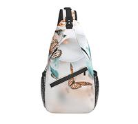 Sling Bag Rose Butterfly Flower Bloom Hiking Daypack Crossbody Shoulder Backpack Travel Chest Pack for Men Women
