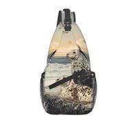 Sling Bag Sealife Along The Coast Prints Chest Pack Waterproof Classic Shoulder Bag, For Walking, Hiking, Cycling, Travel, Shopping