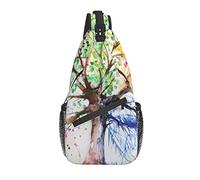 Sling Bag Season Tree Watercolor Art Hiking Daypack Crossbody Shoulder Backpack Travel Chest Pack for Men Women