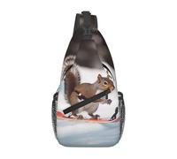 Sling Bag Skiing Squirrel Cross Chest Bags Durable Adjustable Strap Cross Body Bag, For Daily, Cycling, Outdoor, Running, Walking