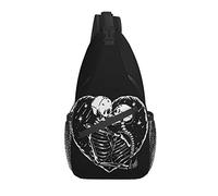 Sling Bag Skull Kiss Dead Dark Retro Black and White Hiking Daypack Crossbody Shoulder Backpack Travel Chest Pack for Men Women