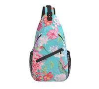 Sling Bag Spring Flower Bird Hummingbird Hiking Daypack Crossbody Shoulder Backpack Travel Chest Pack for Men Women
