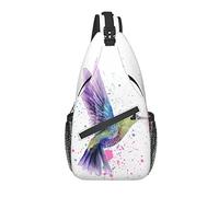 Sling Bag Spring Hummingbird Watercolor Flower Hiking Daypack Crossbody Shoulder Backpack Travel Chest Pack for Men Women