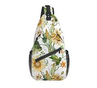 Sling Bag Spring Sunflower Floral Corn Watercolor Hiking Daypack Crossbody Shoulder Backpack Travel Chest Pack for Men Women