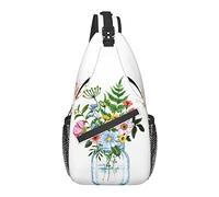 Sling Bag Spring Wild Flower Butterfly Rustic Hiking Daypack Crossbody Shoulder Backpack Travel Chest Pack for Men Women