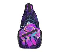 Sling Bag Trippy Magic Mushrooms Sacred Psychedelic Mystic Hiking Daypack Crossbody Shoulder Backpack Travel Chest Pack for Men Women