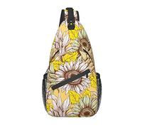 Sling Bag Vintage Bloom Sunflower Botanical Hiking Daypack Crossbody Shoulder Backpack Travel Chest Pack for Men Women