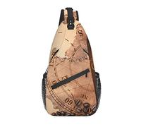 Sling Bag Vintage Coffee Beans Compass Hiking Daypack Crossbody Shoulder Backpack Travel Chest Pack for Men Women