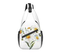 Sling Bag Vintage Daisy Flower Botany Hiking Daypack Crossbody Shoulder Backpack Travel Chest Pack for Men Women