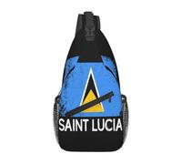 Sling Bag Vintage Saint Lucian Lucia Flag Handbag Durable Casual Sling Bag Rucksack, For Sports, Outdoor, Office