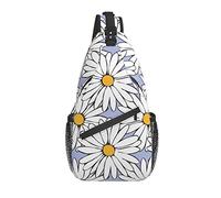 Sling Bag White Daisy Flower Bloom Spring Hiking Daypack Crossbody Shoulder Backpack Travel Chest Pack for Men Women