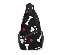 Sling Bag White Dog Paw Bone Black Hiking Daypack Crossbody Shoulder Backpack Travel Chest Pack for Men Women