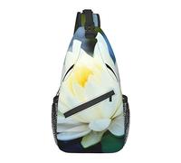 Sling Bag White Lotus Flower Zen Water Hiking Daypack Crossbody Shoulder Backpack Travel Chest Pack for Men Women