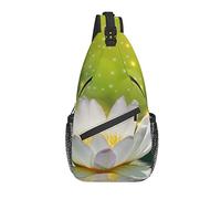 Sling Bag White Lotus Green Magic Hiking Daypack Crossbody Shoulder Backpack Travel Chest Pack for Men Women