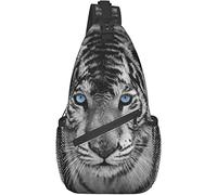 Sling Bag, White Mighty Tiger Print Crossbody Sling Backpack for Casual Shoulder Women and Men