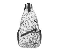 Sling Bag White Spider Web Halloween Hiking Daypack Crossbody Shoulder Backpack Travel Chest Pack for Men Women