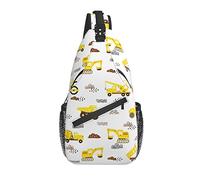 Sling Bag Yellow Truck Childish Car Excavator Hiking Daypack Crossbody Shoulder Backpack Travel Chest Pack for Men Women