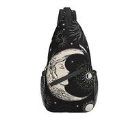 Sling Bag Zodiac Moon Sun Planet Galaxy Astrology Black and White Hiking Daypack Crossbody Shoulder Backpack Travel Chest Pack for Men Women