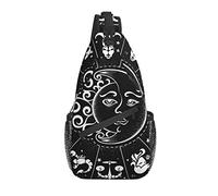 Sling Bag Zodiac Signs Horoscope Moon Sun Black and White Astrology Hiking Daypack Crossbody Shoulder Backpack Travel Chest Pack for Men Women