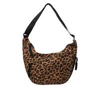 Sling Bags For Men White Leopard Classic Crossbody Bag + Cosmetic Bag, Style 7520/ Color E803, Modern Black, Grey & Light Grey Abstract Interpretative Leopard Design, Sleek Black Trim (Brown, 26cm)