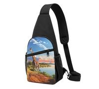 Sling Bags for Women Men African Landscape with Nile River and Giraffe Sling Backpack Adjustable Belt Bum Bags Fanny Pack for Travel Sports Running Hiking Waist Packs