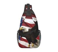 Sling Bags for Women Men American Flag Fly Eagle Sling Backpack Adjustable Belt Bum Bags Fanny Pack for Travel Sports Running Hiking Waist Packs, Black, One Size