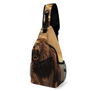 Sling Bags for Women Men Angry Roaring Lion Sling Backpack Adjustable Belt Casual Chest Daypack Bum Bags