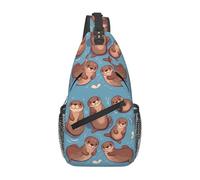Sling Bags for Women Men Animal Cute Brown Otters Sling Backpack Adjustable Belt Bum Bags Fanny Pack for Travel Sports Running Hiking Waist Packs, Black, One Size