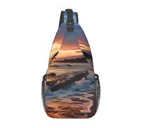 Sling Bags for Women Men Beach Maui Hawaii Sunset Sea Waves Clouds Sling Backpack Adjustable Belt Bum Bags Fanny Pack for Travel Sports Running Hiking Waist Packs, Black, One Size