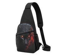 Sling Bags for Women Men Big black wolf with red eyes Sling Backpack Adjustable Belt Bum Bags Fanny Pack for Travel Sports Running Hiking Waist Packs