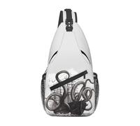 Sling Bags for Women Men Black and White Octopus and Ship Sling Backpack Adjustable Belt Bum Bags Fanny Pack for Travel Sports Running Hiking Waist Packs, Black, One Size